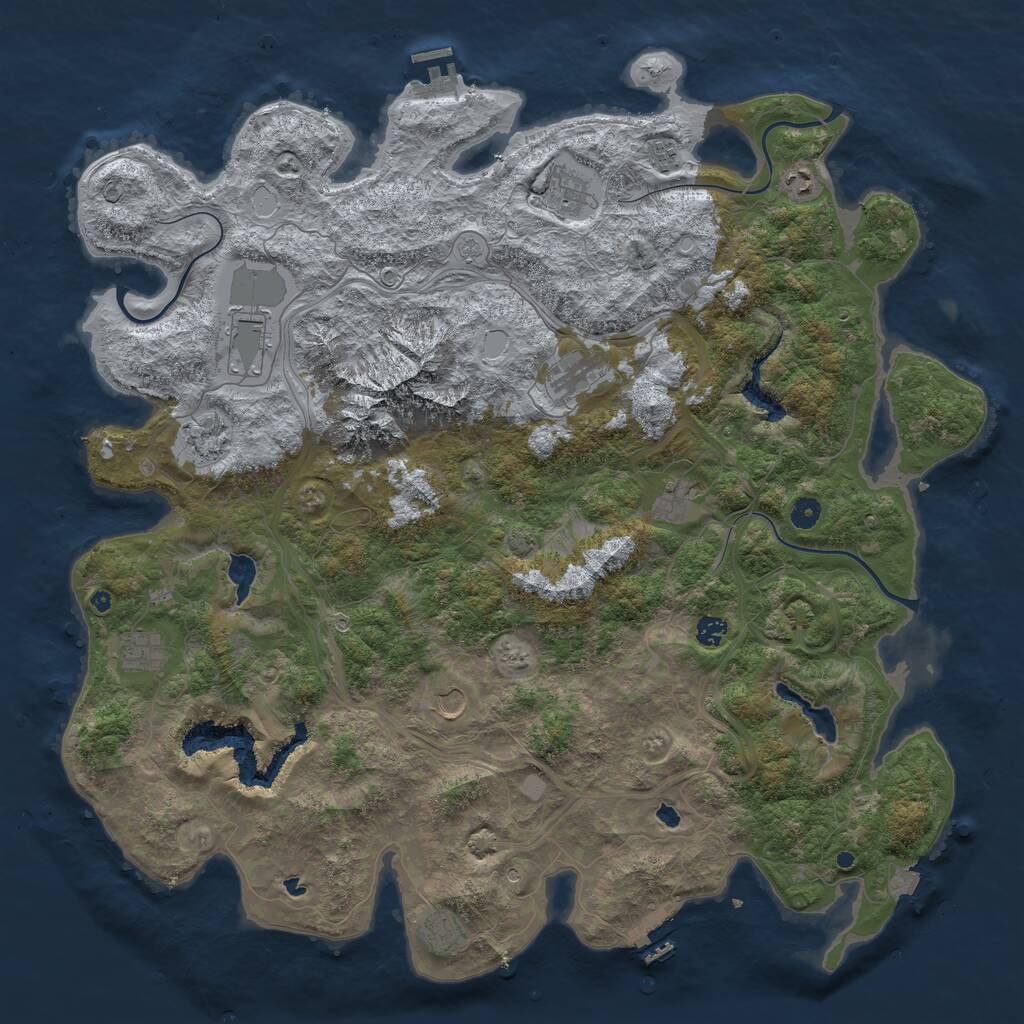 Rust Map: Procedural Map, Size: 5000, Seed: 4269, 17 Monuments