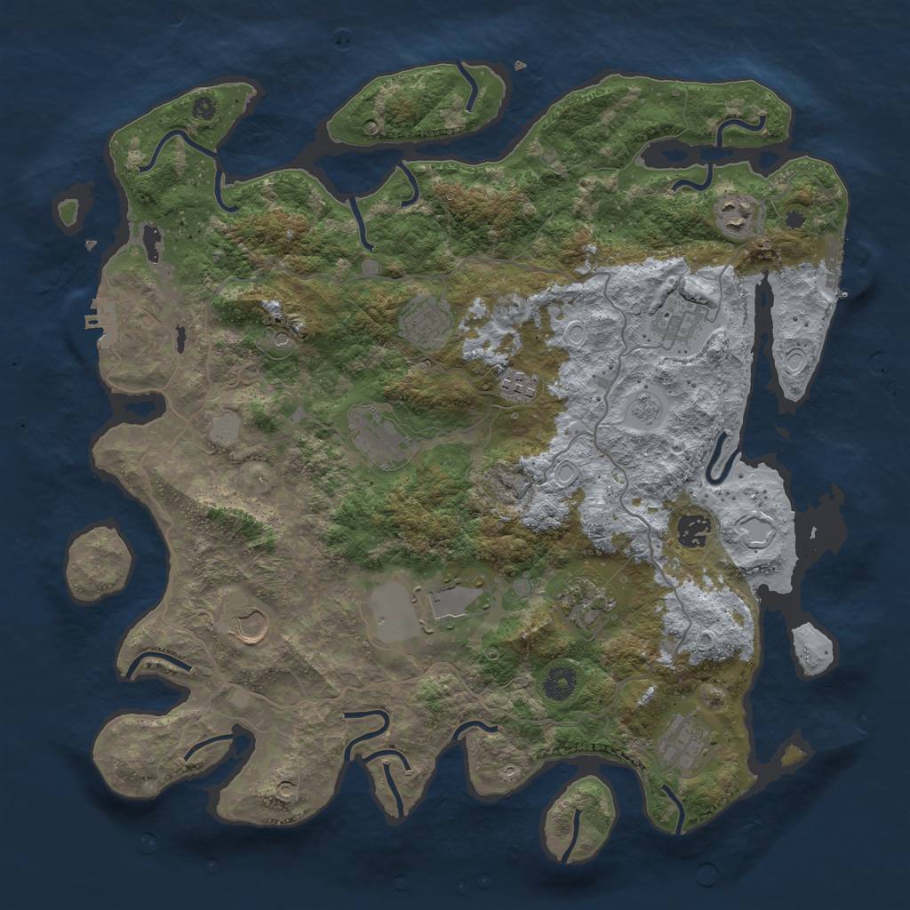 Rust Map: Procedural Map, Size: 4000, Seed: 1489168414, 19 Monuments