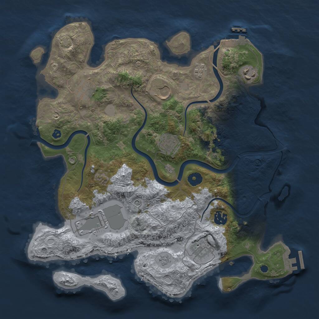 Rust Map: Procedural Map, Size: 3500, Seed: 272864206, 14 Monuments