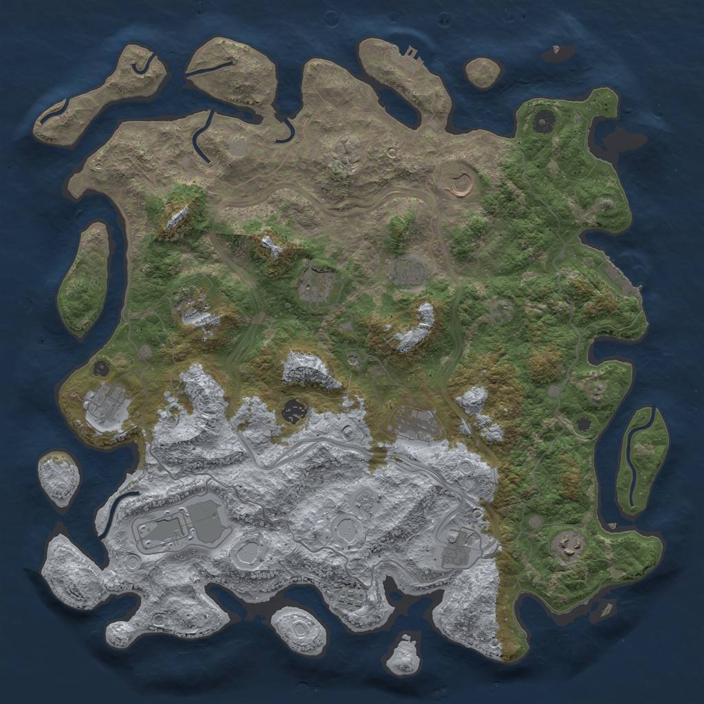 Rust Map: Procedural Map, Size: 4500, Seed: 1501051651, 20 Monuments