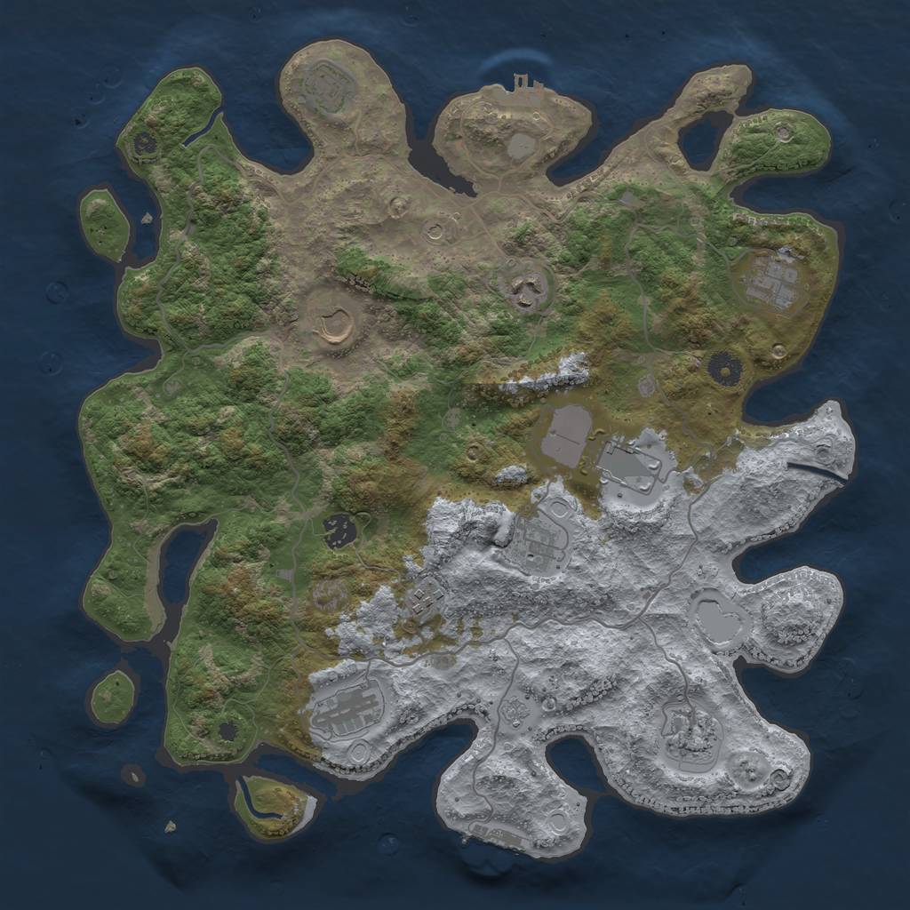 Rust Map: Procedural Map, Size: 4000, Seed: 309350206, 19 Monuments