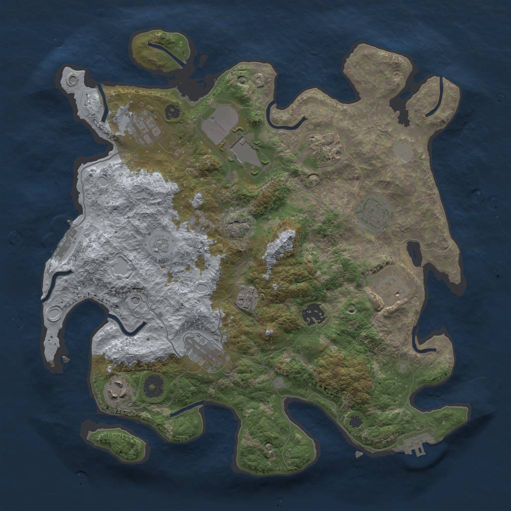 Rust Map: Procedural Map, Size: 3500, Seed: 317271351, 18 Monuments