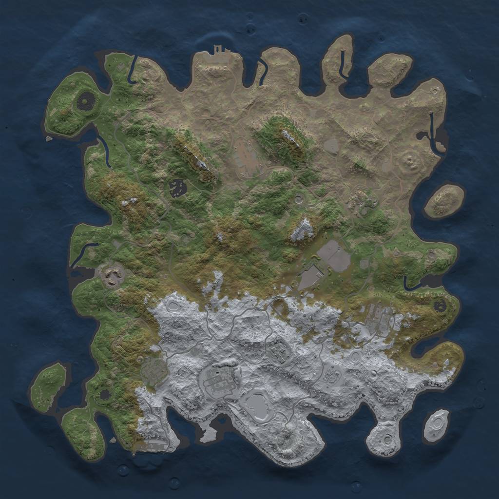 Rust Map: Procedural Map, Size: 4000, Seed: 44271, 18 Monuments