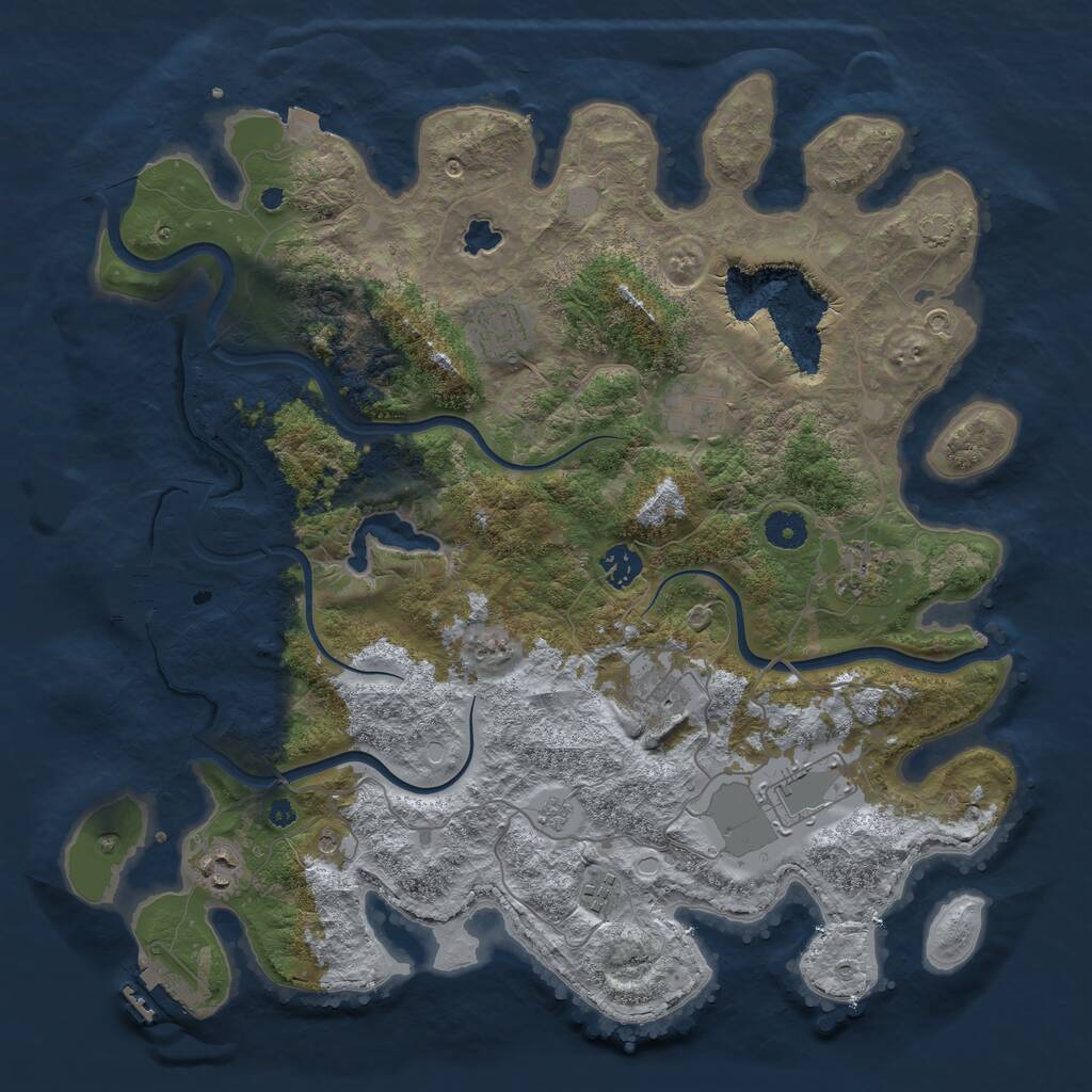 Rust Map: Procedural Map, Size: 4000, Seed: 44271, 14 Monuments