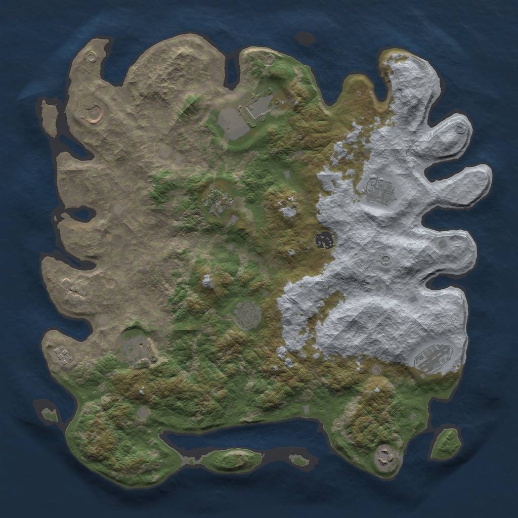 Rust Map: Barren, Size: 4250, Seed: 1894034988, 13 Monuments