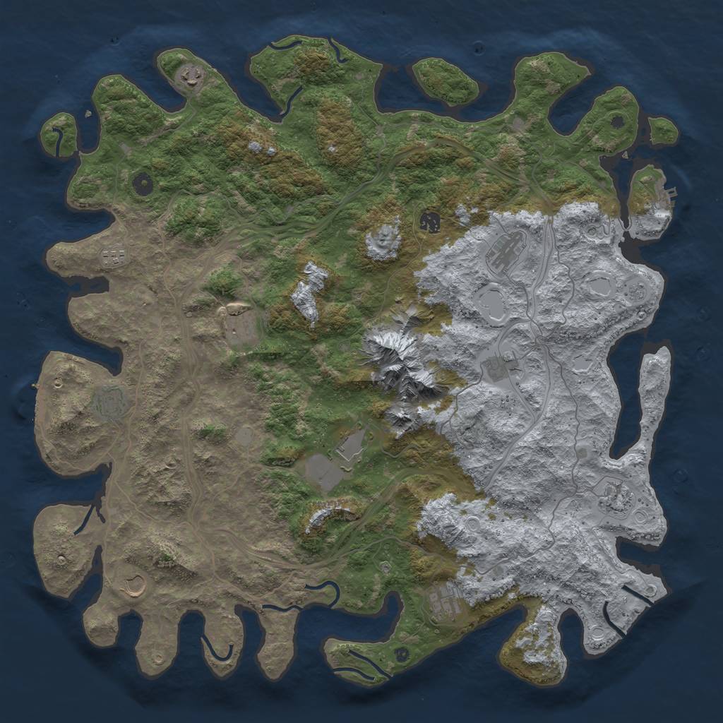 Rust Map: Procedural Map, Size: 5000, Seed: 1702502561, 20 Monuments