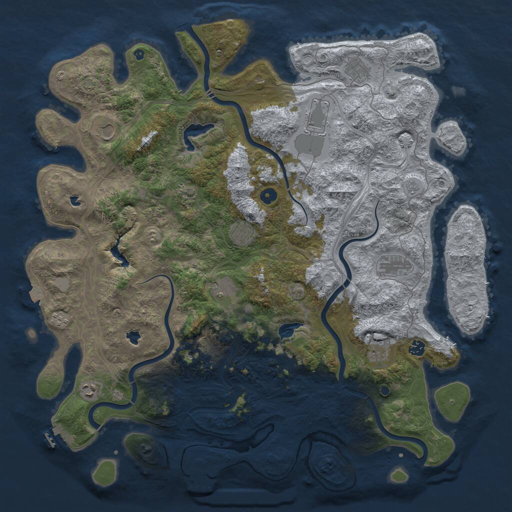 Rust Map: Procedural Map, Size: 4800, Seed: 1229856399, 17 Monuments