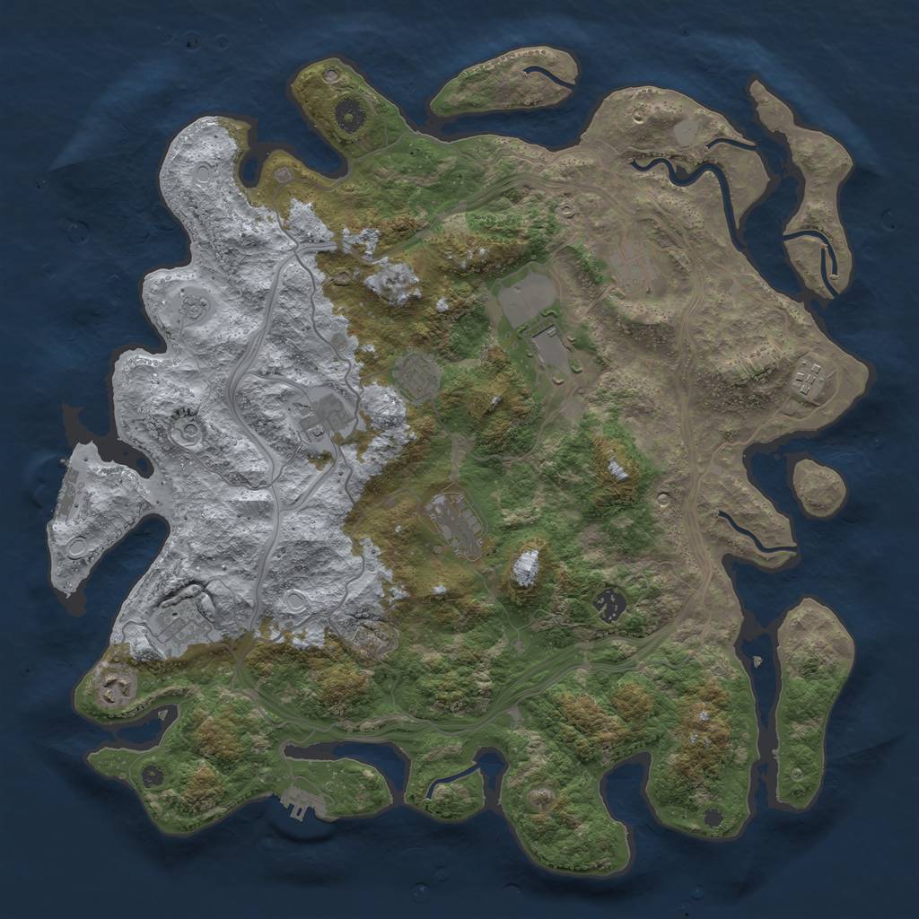 Rust Map: Procedural Map, Size: 4300, Seed: 1322977413, 18 Monuments