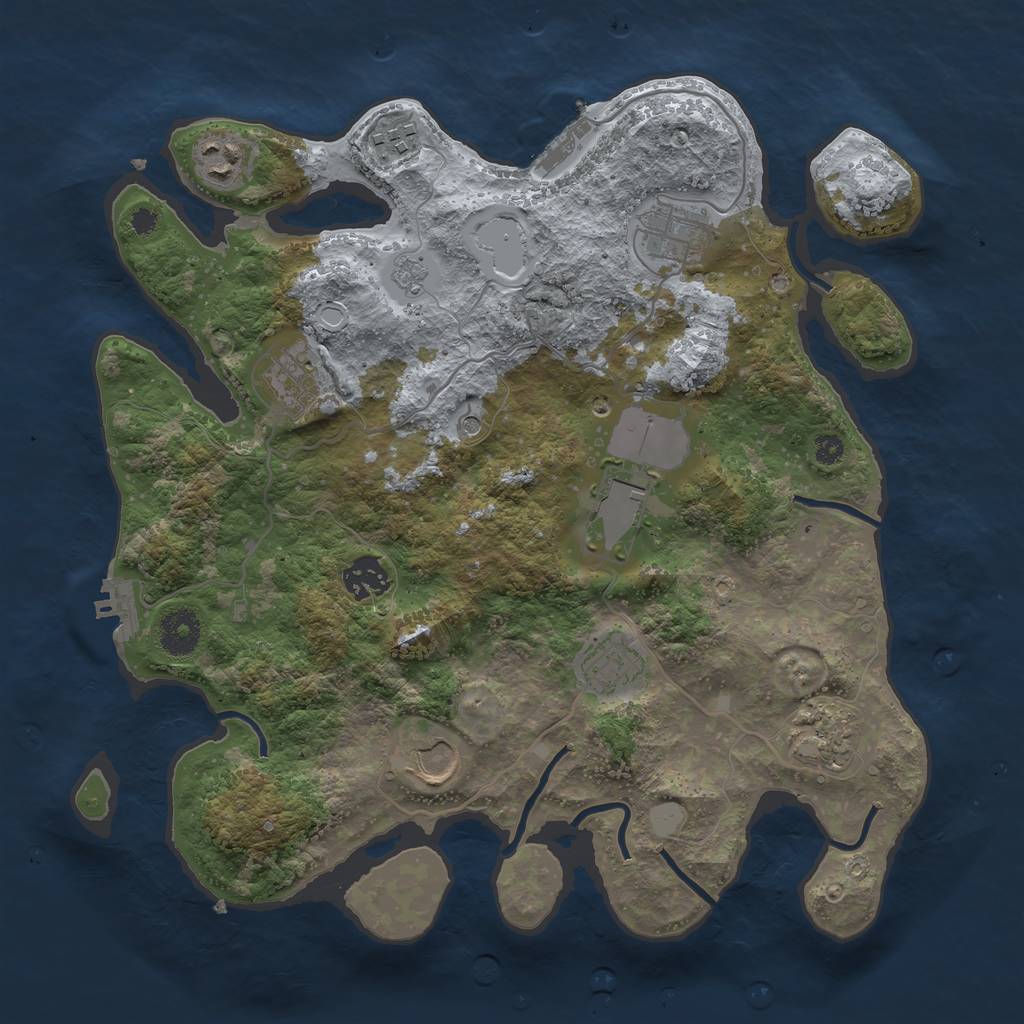 Rust Map: Procedural Map, Size: 3500, Seed: 86722444, 18 Monuments