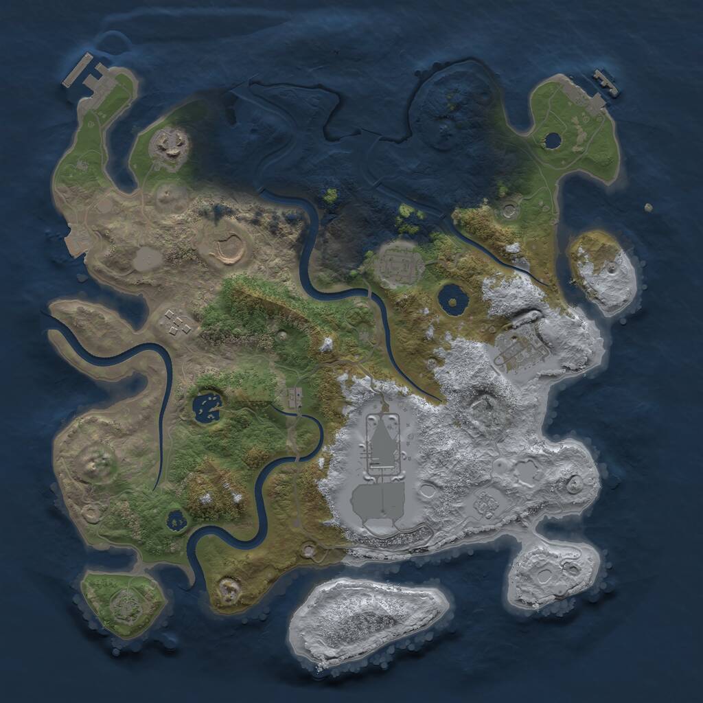 Rust Map: Procedural Map, Size: 3500, Seed: 18592, 13 Monuments