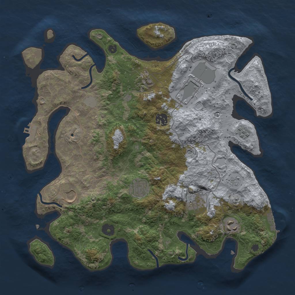 Rust Map: Procedural Map, Size: 3500, Seed: 216669396, 17 Monuments