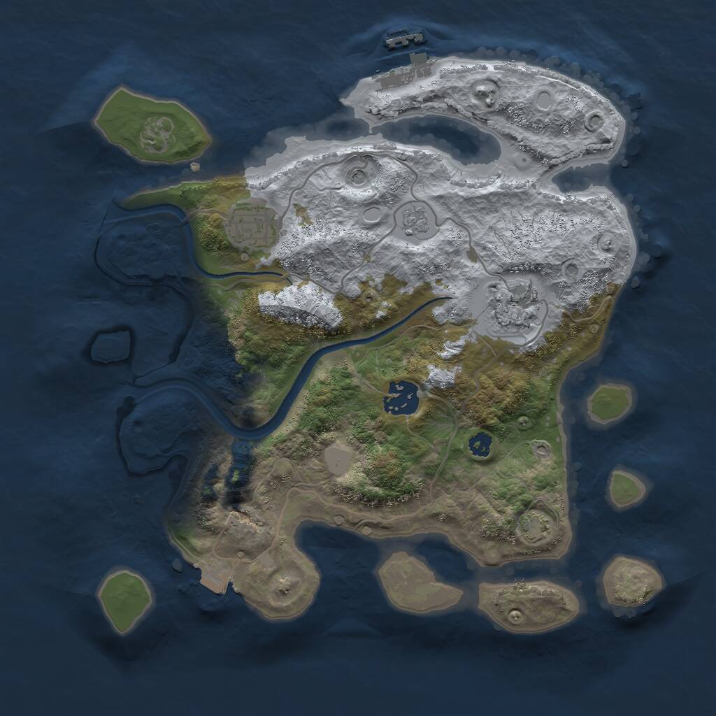 Rust Map: Procedural Map, Size: 3000, Seed: 740997696, 8 Monuments
