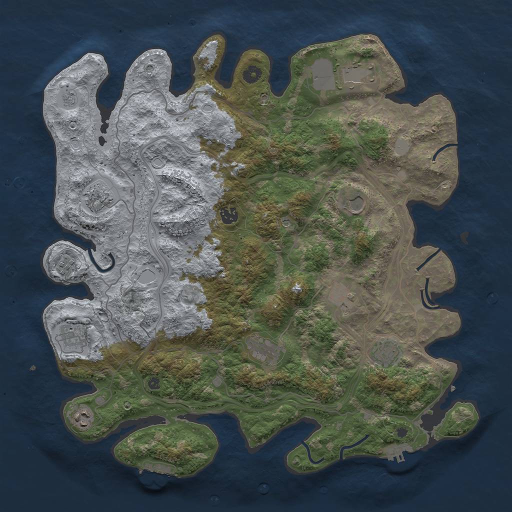 Rust Map: Procedural Map, Size: 4250, Seed: 1245344363, 19 Monuments