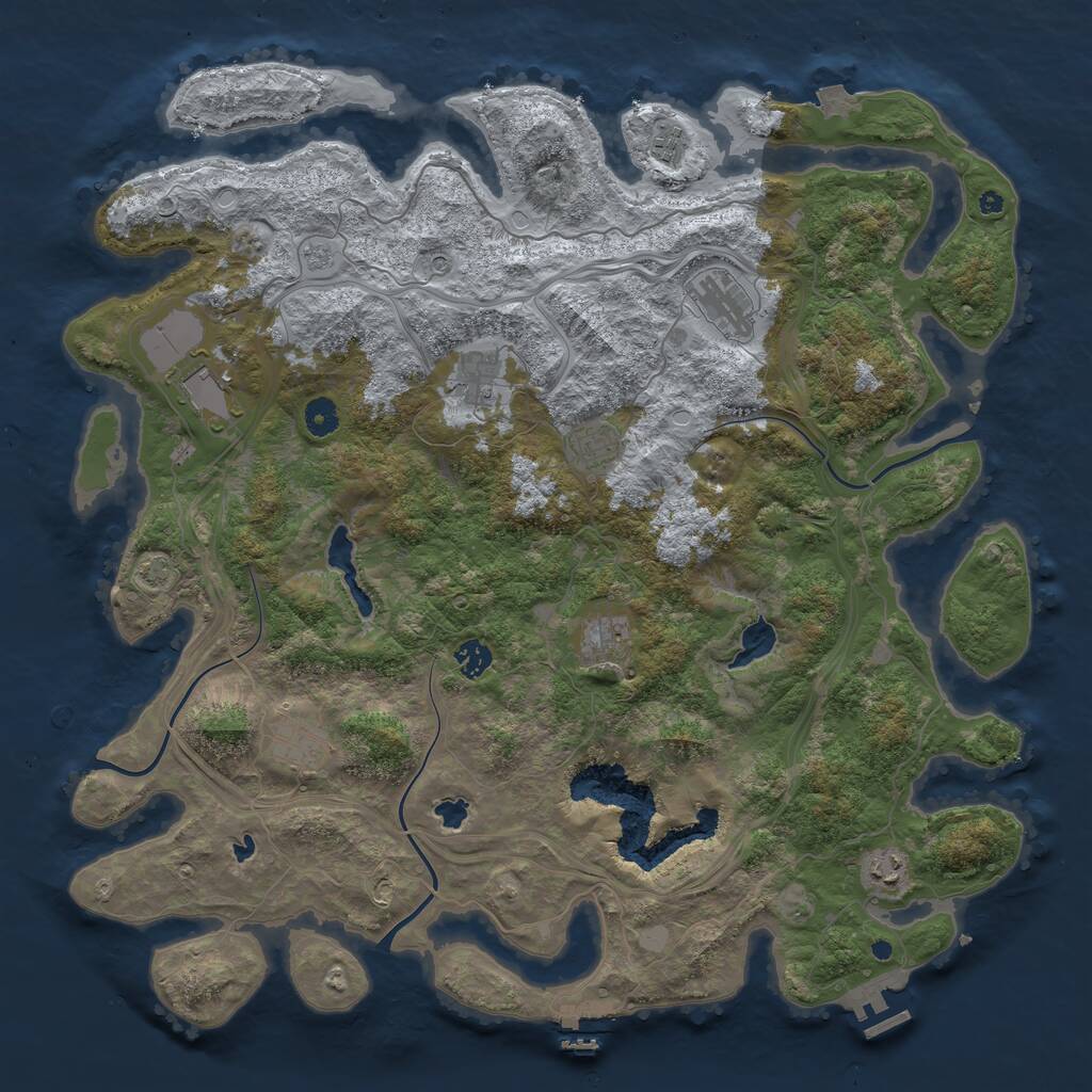 Rust Map: Procedural Map, Size: 4500, Seed: 1285391301, 15 Monuments