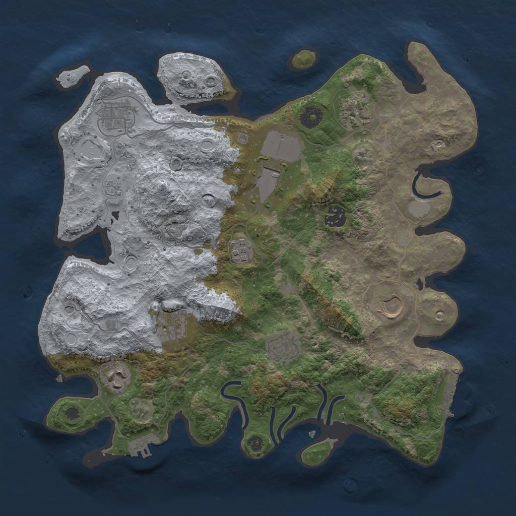 Rust Map: Procedural Map, Size: 3500, Seed: 1884396514, 18 Monuments