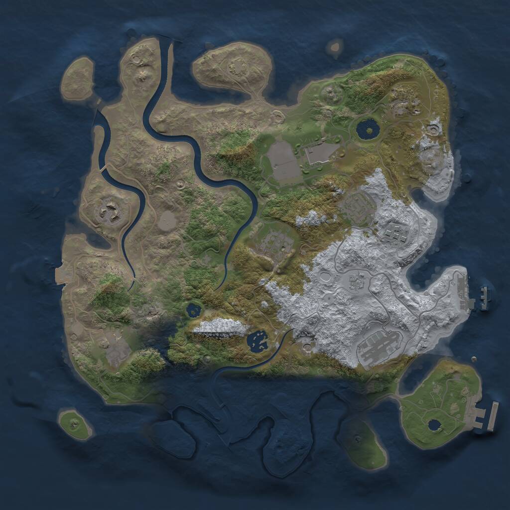 Rust Map: Procedural Map, Size: 3500, Seed: 1651787761, 15 Monuments