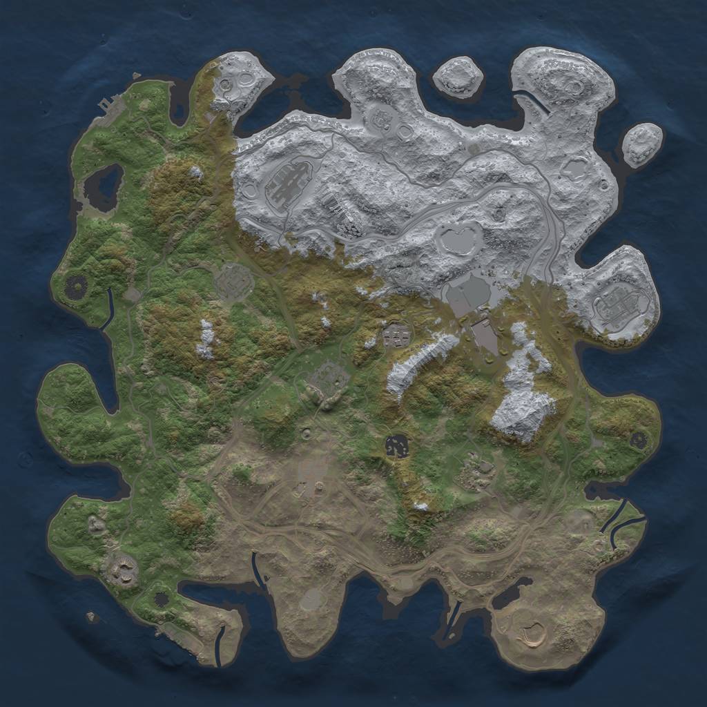 Rust Map: Procedural Map, Size: 4300, Seed: 561738560, 20 Monuments