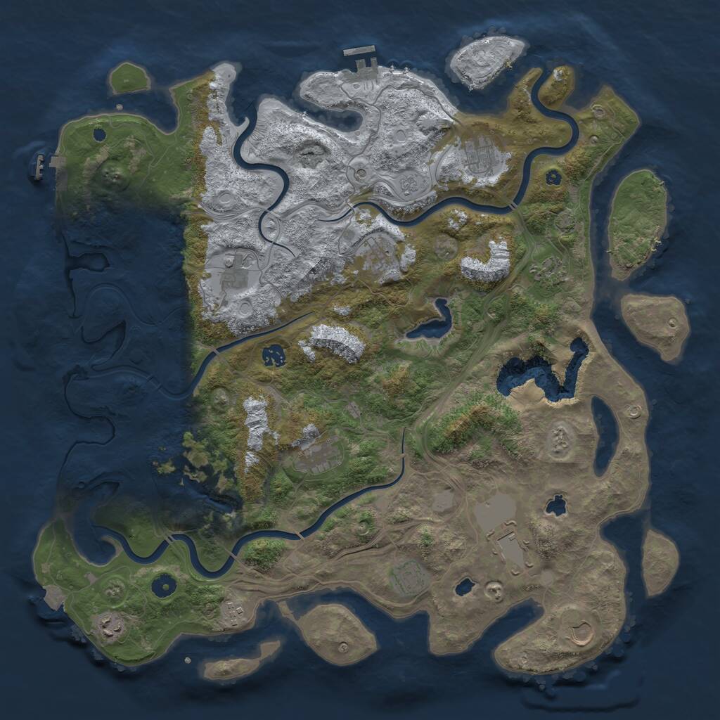 Rust Map: Procedural Map, Size: 4600, Seed: 23361, 17 Monuments
