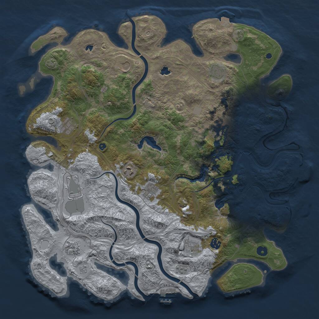Rust Map: Procedural Map, Size: 4500, Seed: 213957104, 17 Monuments