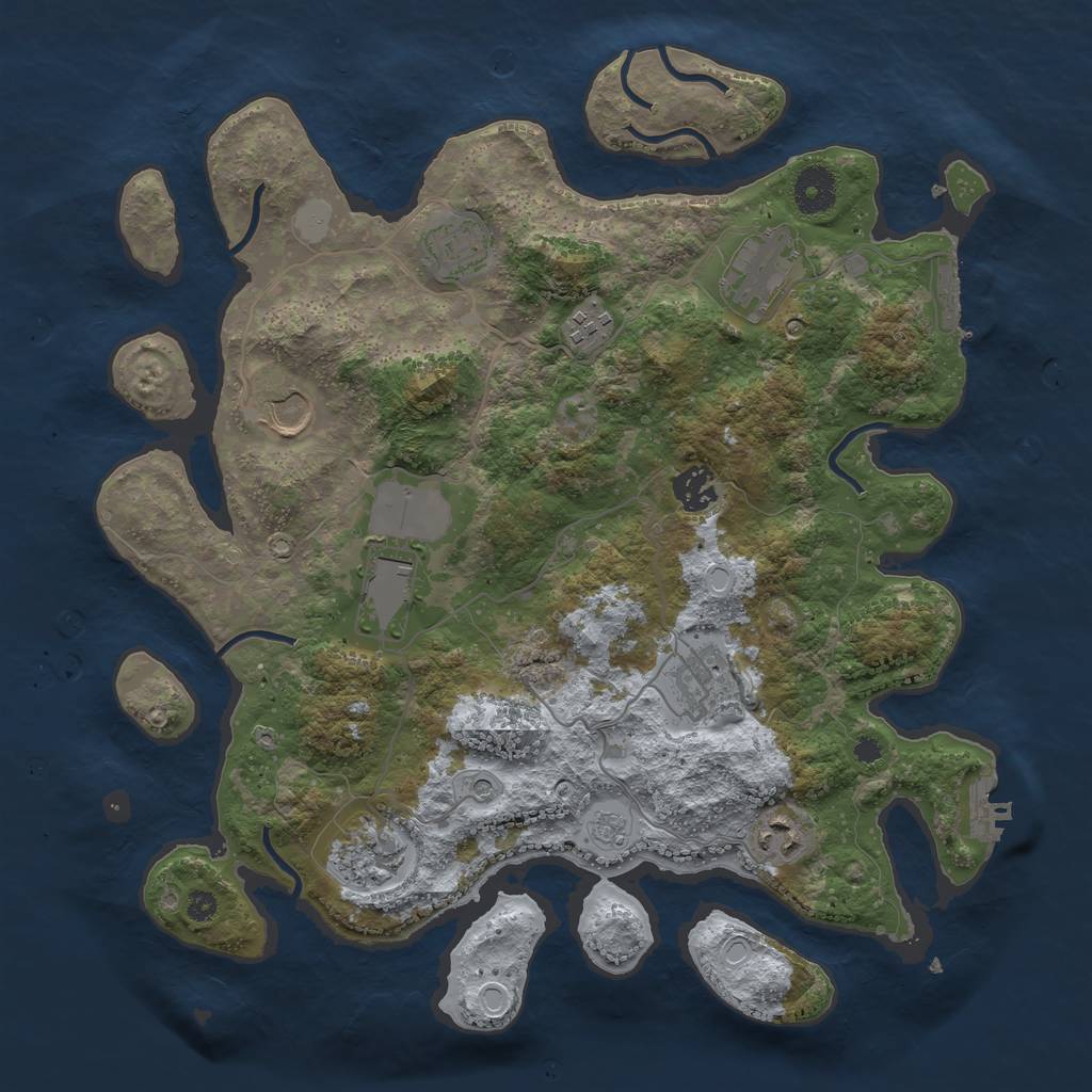 Rust Map: Procedural Map, Size: 3666, Seed: 711, 18 Monuments