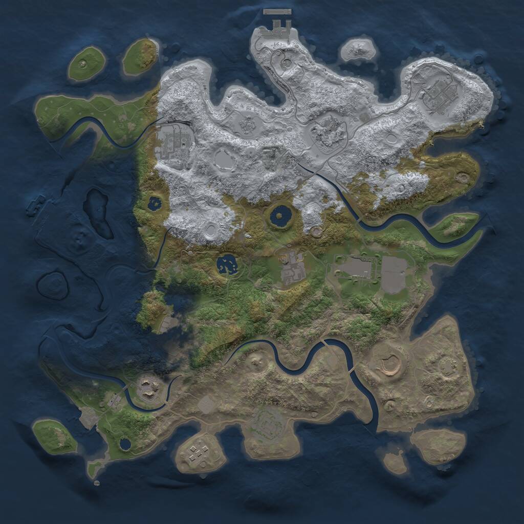 Rust Map: Procedural Map, Size: 3750, Seed: 1654700508, 17 Monuments