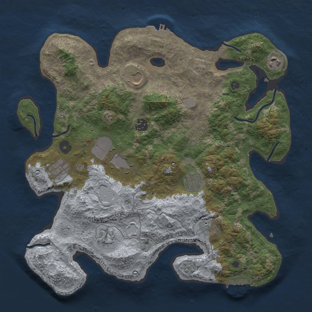 Rust Map: Procedural Map, Size: 3666, Seed: 2147483647, 18 Monuments