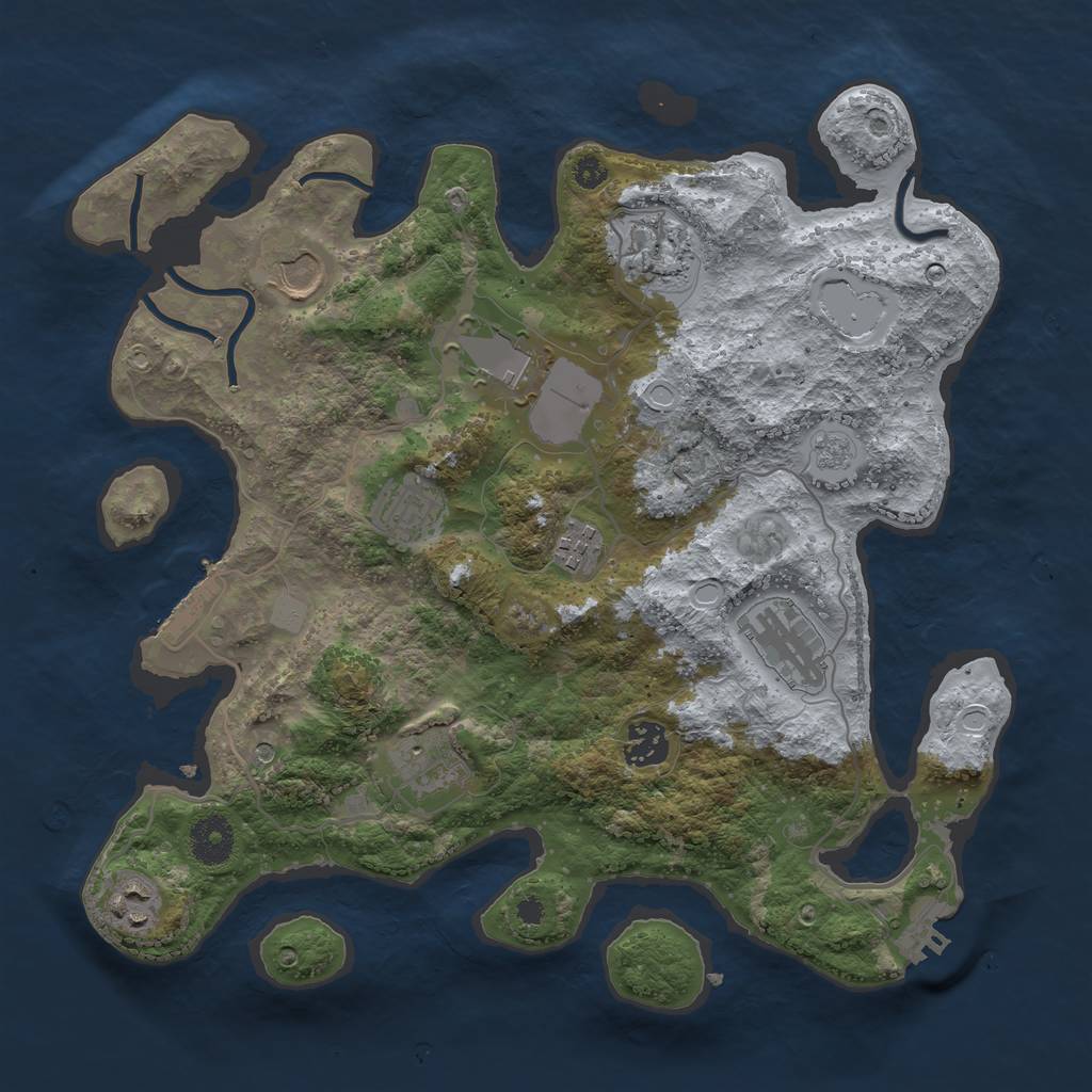 Rust Map: Procedural Map, Size: 3500, Seed: 435346, 18 Monuments