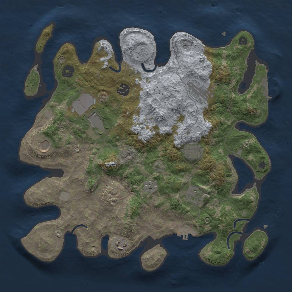 Rust Map: Procedural Map, Size: 3500, Seed: 342695, 18 Monuments