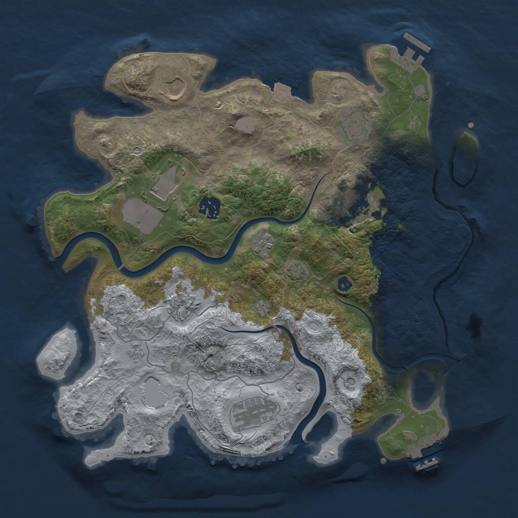 Rust Map: Procedural Map, Size: 3500, Seed: 2842, 14 Monuments