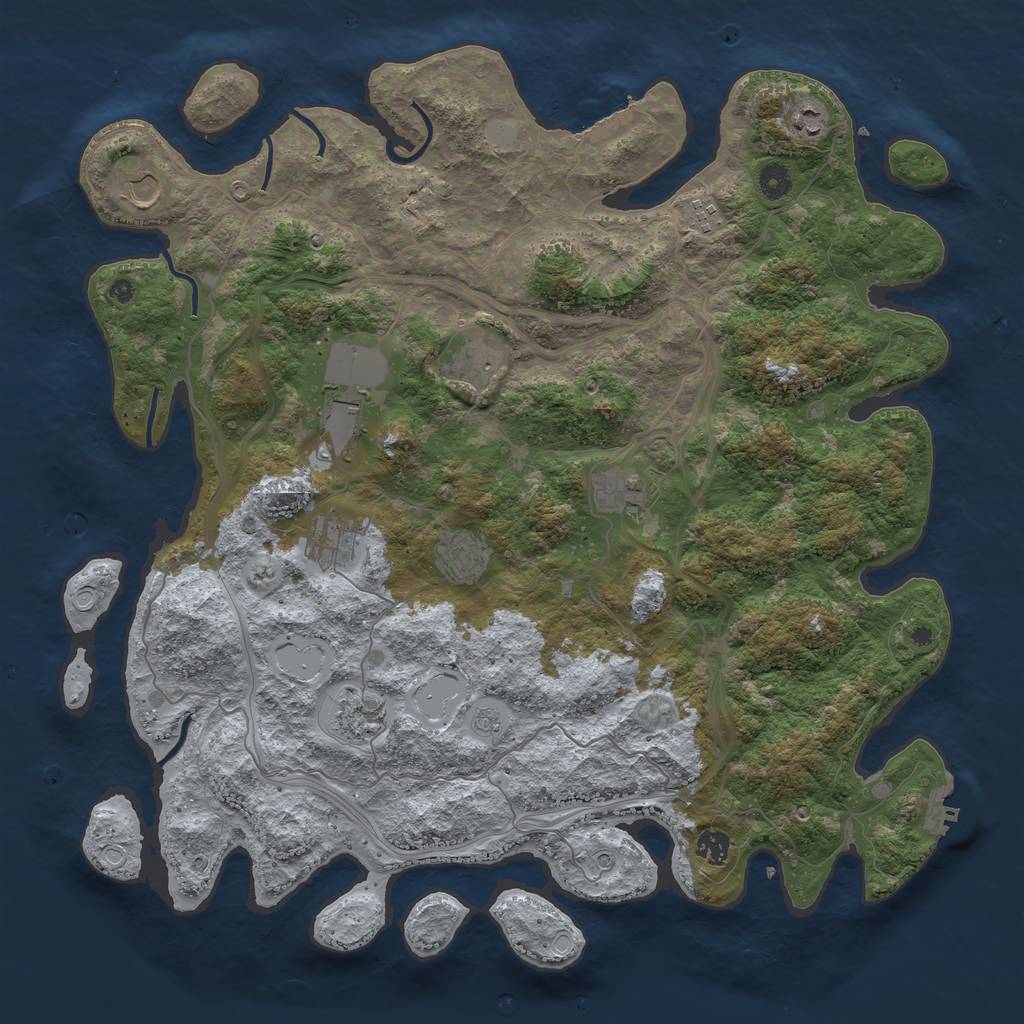 Rust Map: Procedural Map, Size: 4500, Seed: 2121325737, 19 Monuments