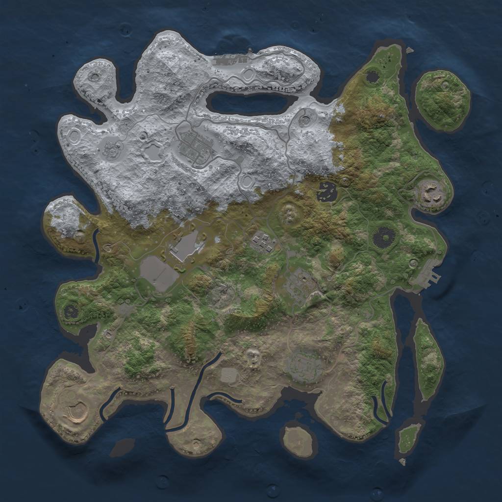 Rust Map: Procedural Map, Size: 3500, Seed: 35478, 17 Monuments