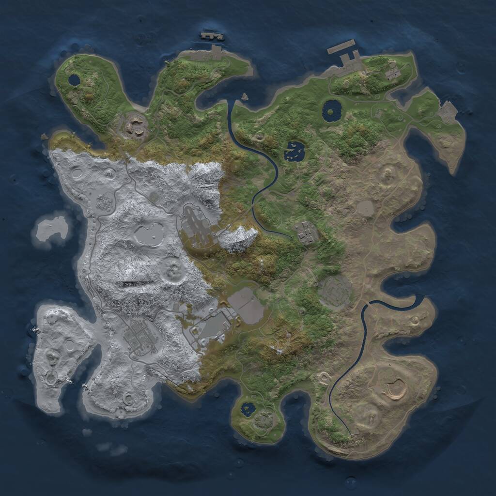 Rust Map: Procedural Map, Size: 3500, Seed: 1122273932, 13 Monuments