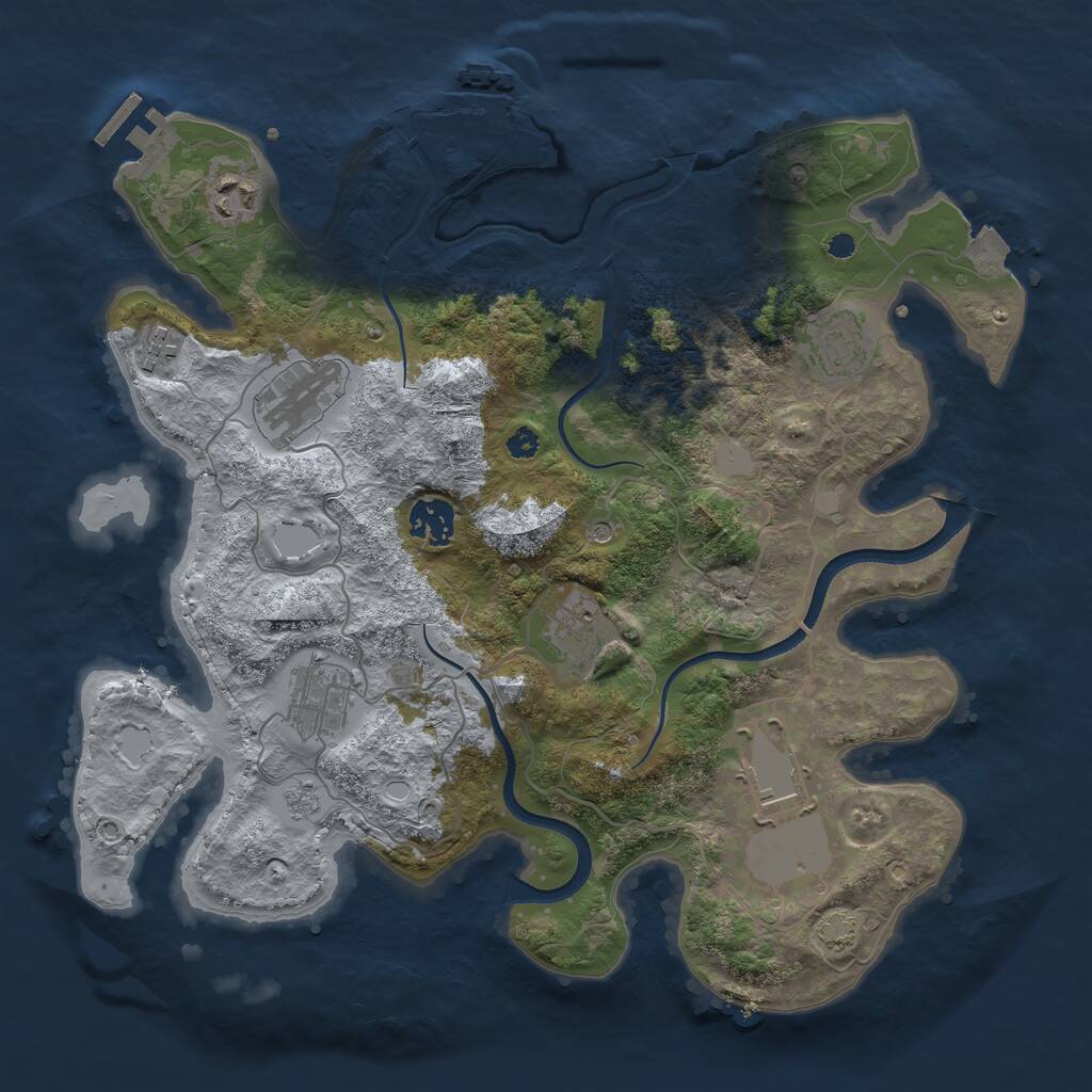Rust Map: Procedural Map, Size: 3500, Seed: 1122273932, 14 Monuments