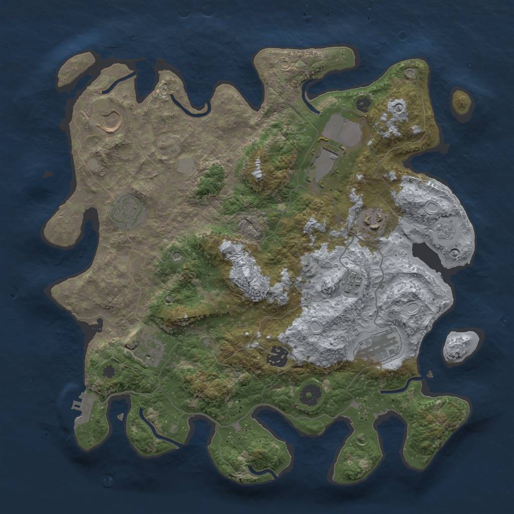 Rust Map: Procedural Map, Size: 3600, Seed: 1721152527, 16 Monuments