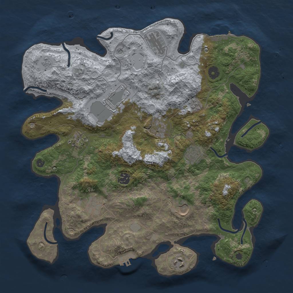 Rust Map: Procedural Map, Size: 3700, Seed: 1791708844, 19 Monuments