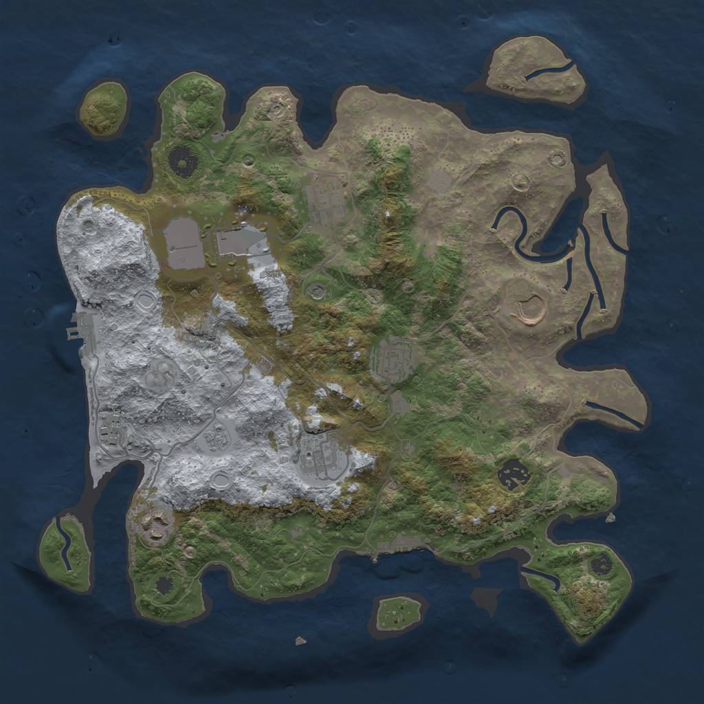 Rust Map: Procedural Map, Size: 3500, Seed: 57594420, 17 Monuments