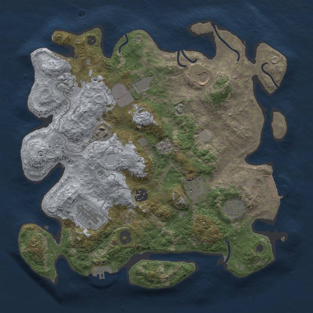 Rust Map: Procedural Map, Size: 3500, Seed: 145573045, 18 Monuments