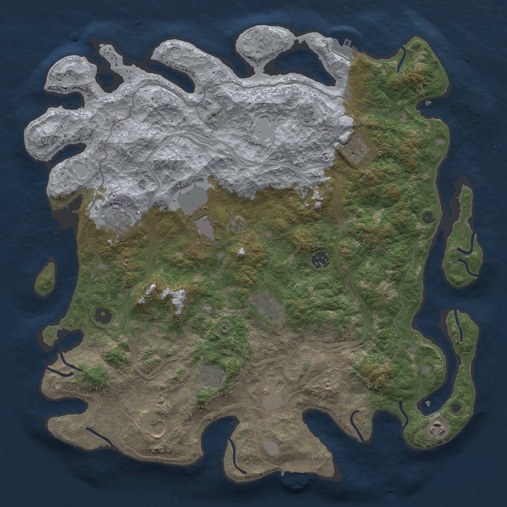 Rust Map: Procedural Map, Size: 4500, Seed: 1632663597, 19 Monuments