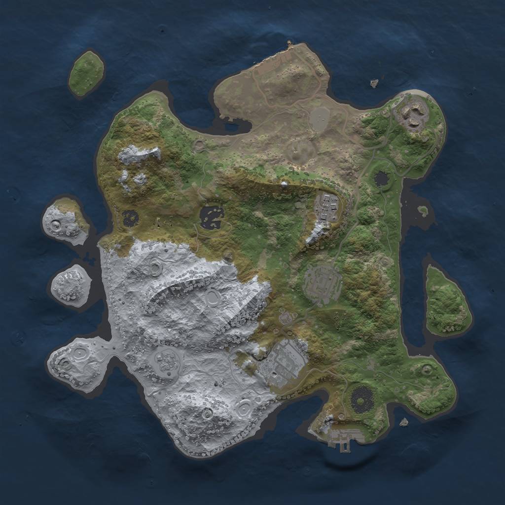 Rust Map: Procedural Map, Size: 3000, Seed: 1027825585, 13 Monuments