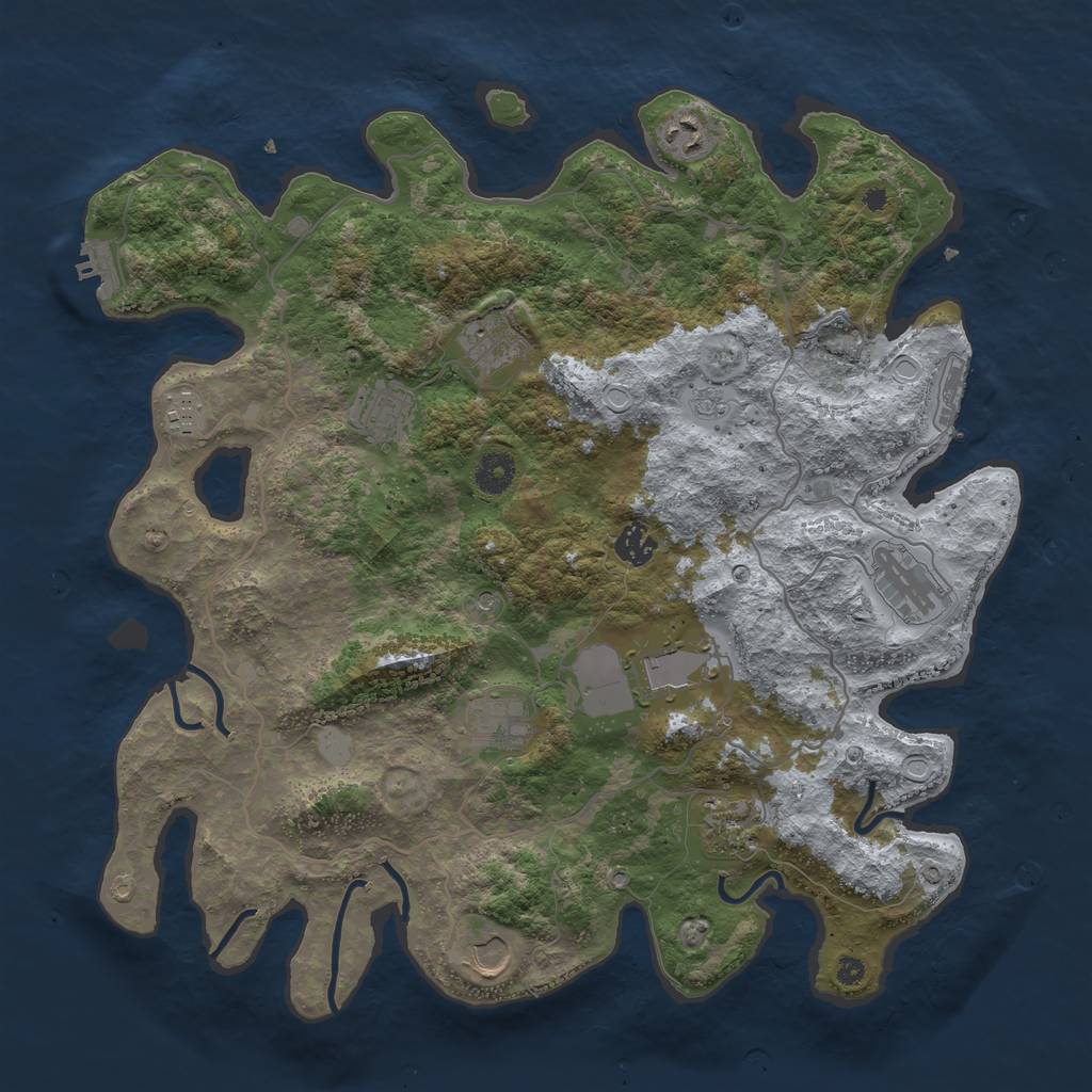 Rust Map: Procedural Map, Size: 4000, Seed: 1917, 19 Monuments