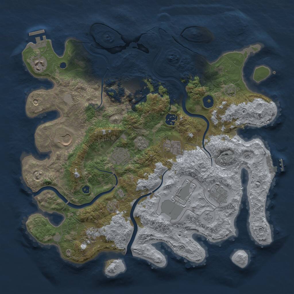 Rust Map: Procedural Map, Size: 3750, Seed: 499661416, 16 Monuments
