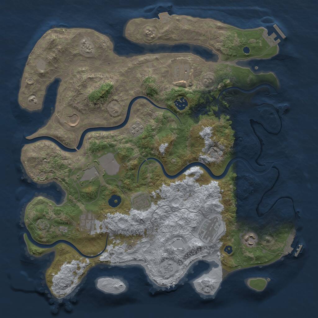Rust Map: Procedural Map, Size: 3800, Seed: 2543500, 15 Monuments