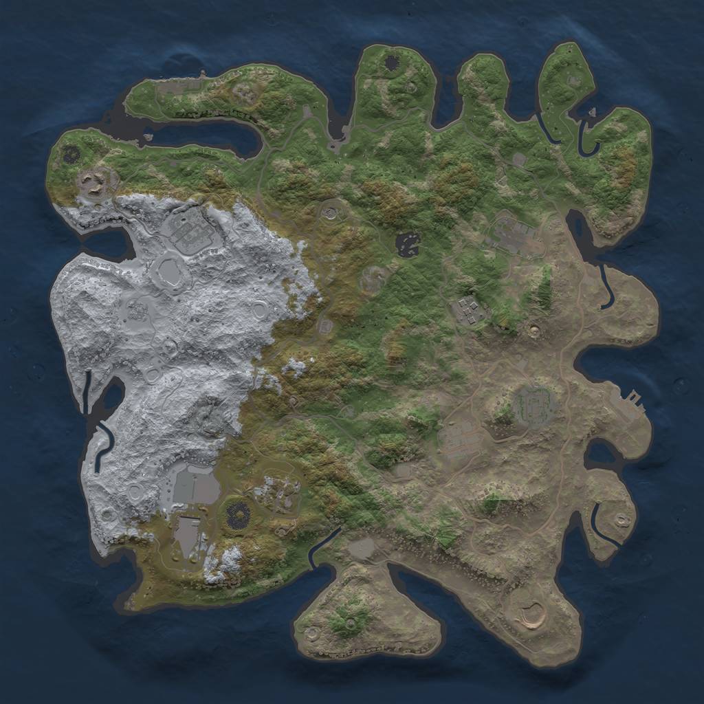 Rust Map: Procedural Map, Size: 4000, Seed: 2077036083, 19 Monuments