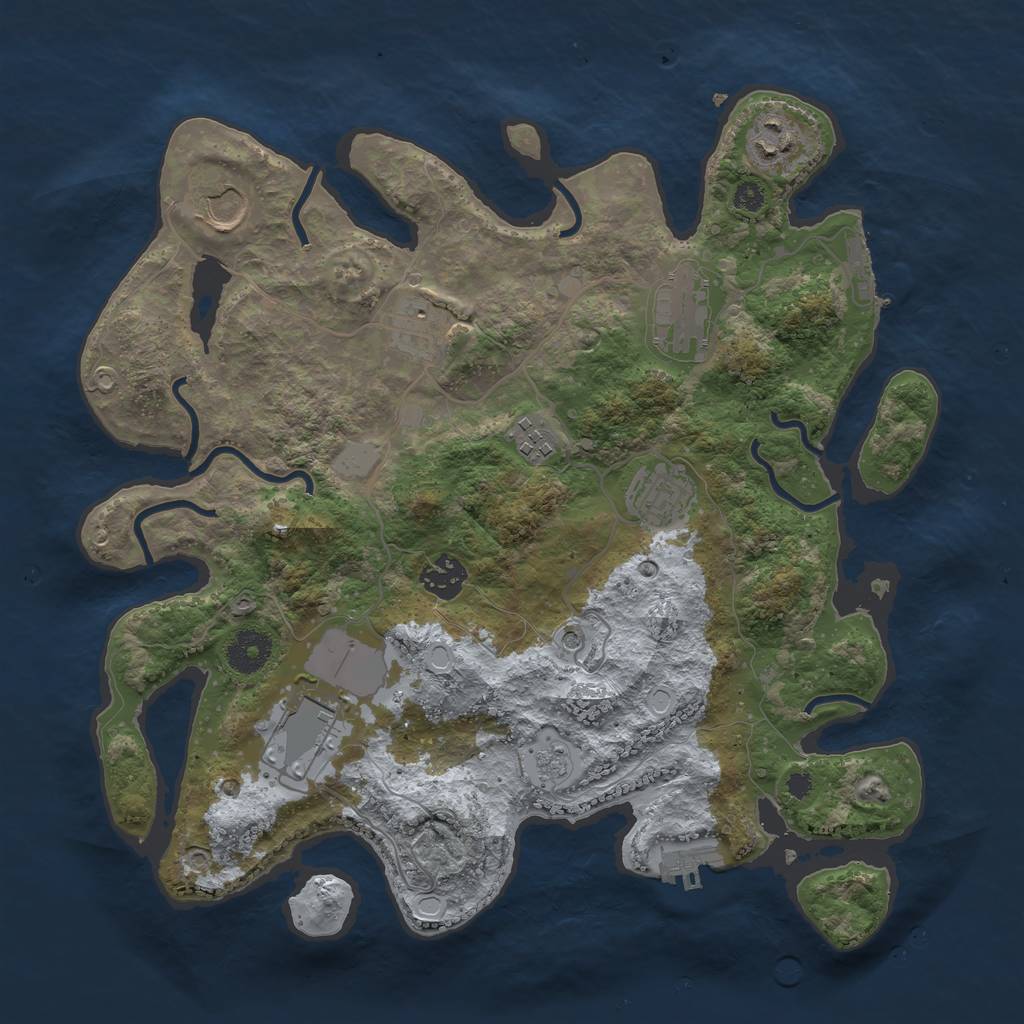Rust Map: Procedural Map, Size: 3500, Seed: 659259854, 17 Monuments