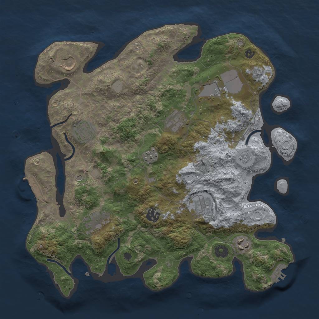 Rust Map: Procedural Map, Size: 3500, Seed: 1633696665, 18 Monuments