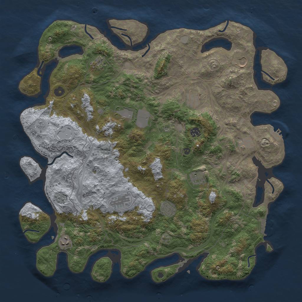 Rust Map: Procedural Map, Size: 4500, Seed: 1883693349, 20 Monuments