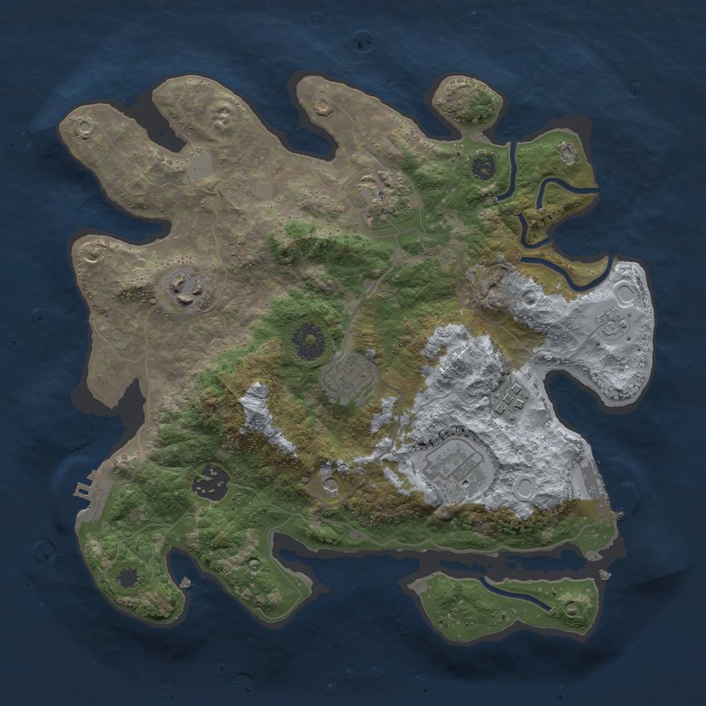 Rust Map: Procedural Map, Size: 3000, Seed: 894058042, 15 Monuments
