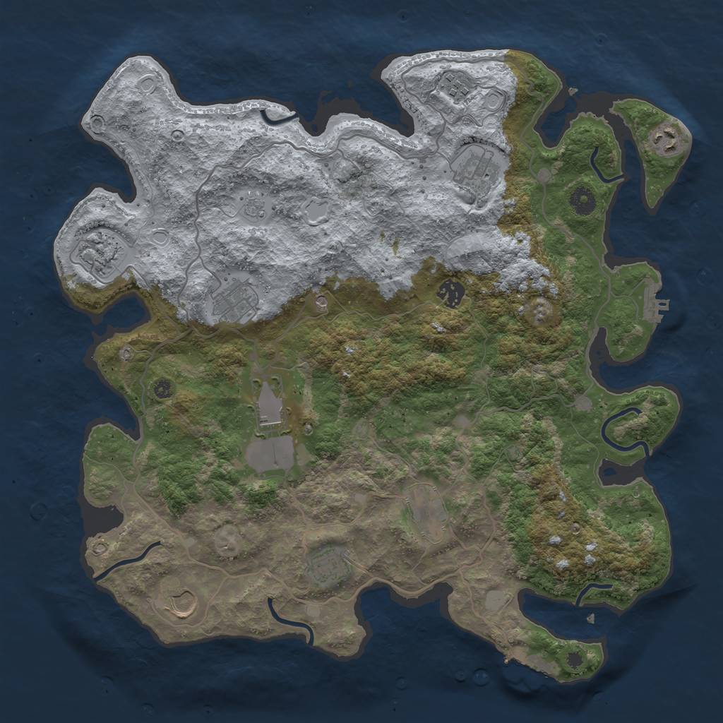 Rust Map: Procedural Map, Size: 4000, Seed: 42718, 19 Monuments