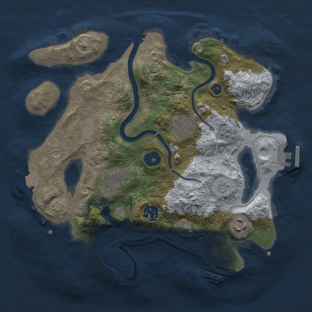 Rust Map: Procedural Map, Size: 3000, Seed: 79944, 11 Monuments