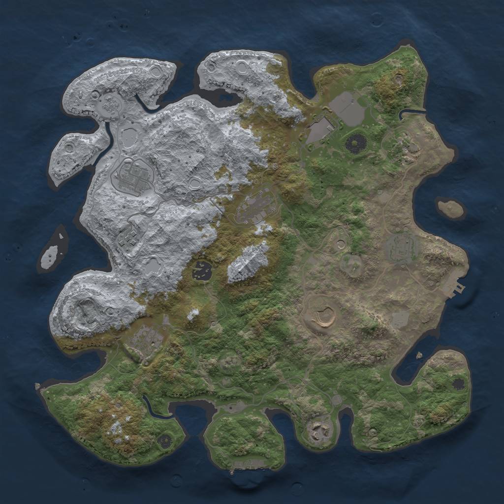 Rust Map: Procedural Map, Size: 3750, Seed: 1089487487, 19 Monuments